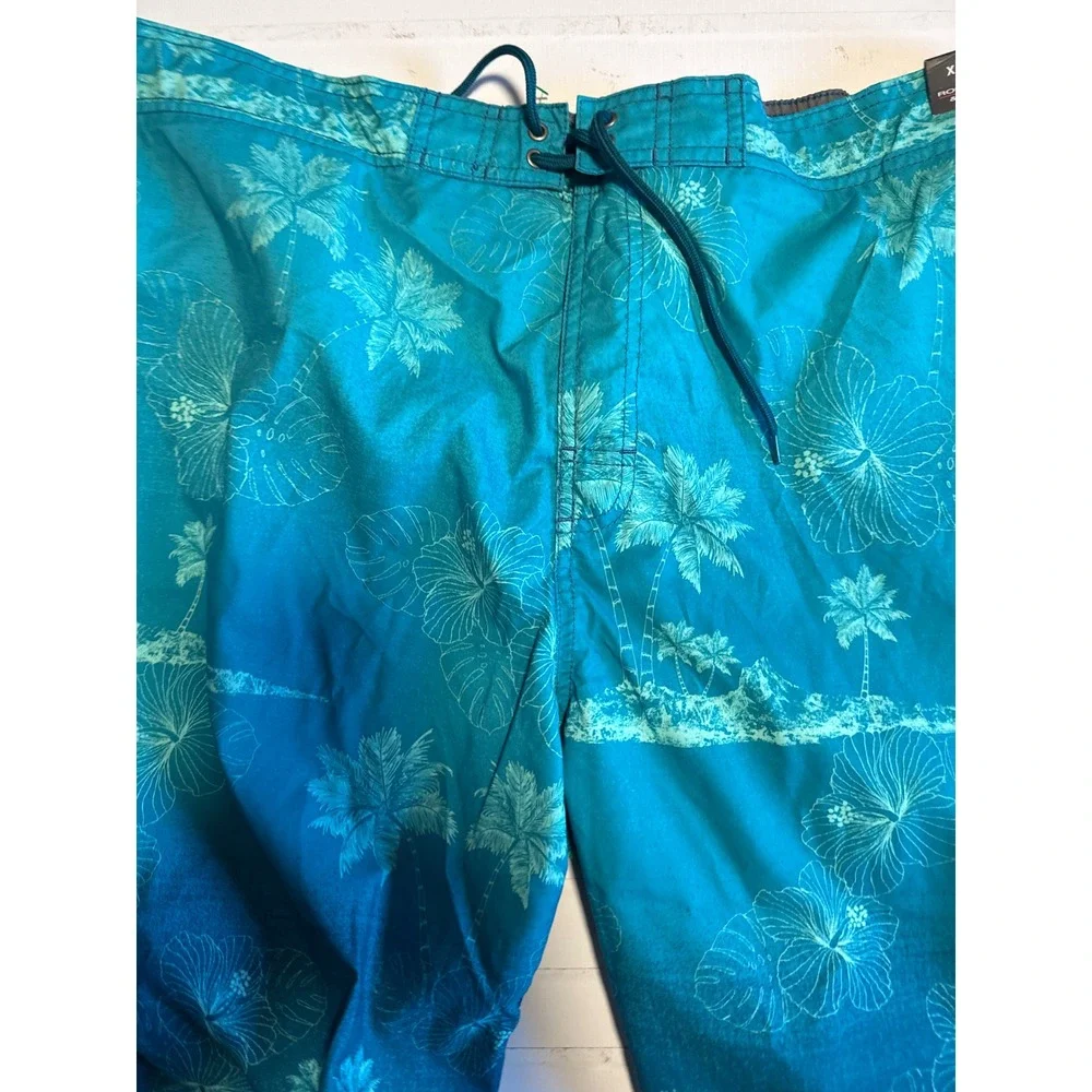 Roundtree & Yorke Swim Trunks Mens XL Teal Tropical Floral NWT‎ Board Shorts